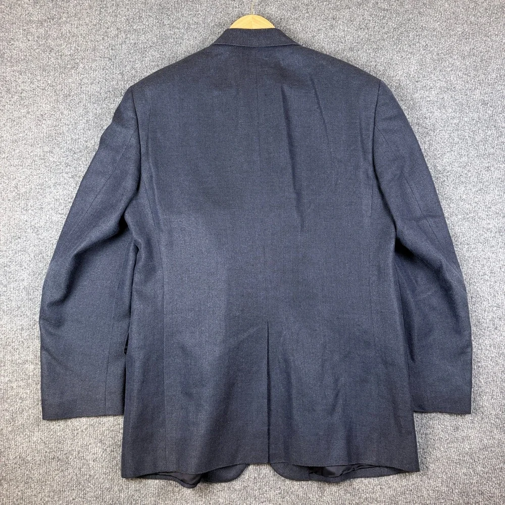 Brooks Brothers Blazer Mens 42R Blue Herringbone Silk Wool Linen Blend Jacket